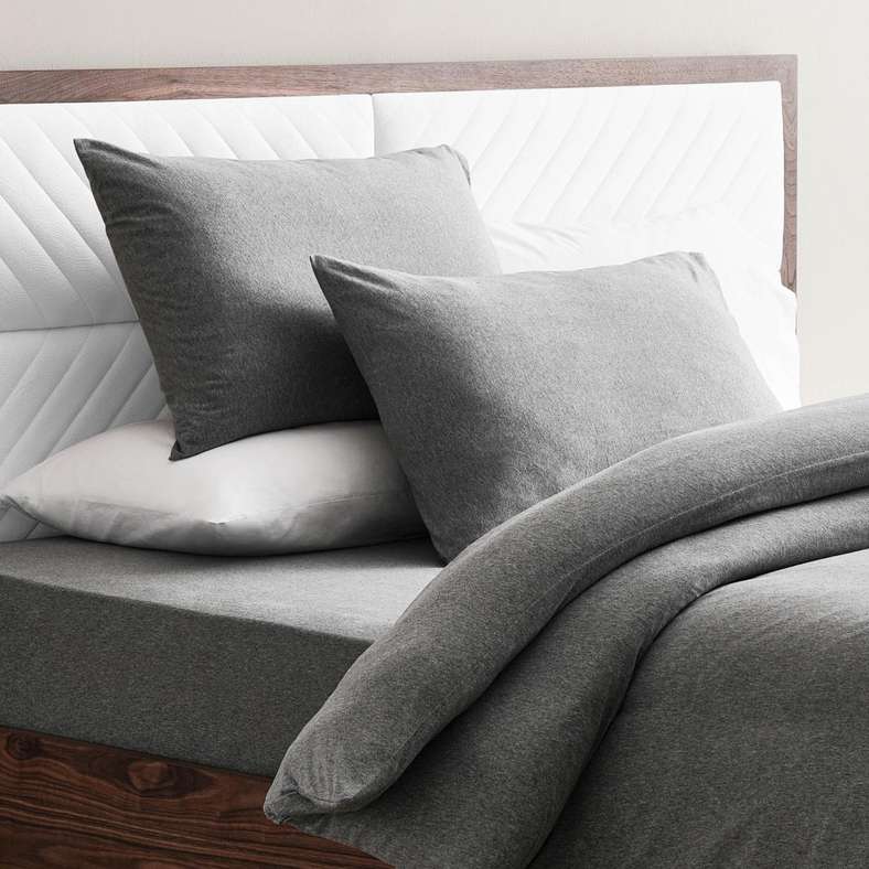 Pan Home Supersoft Heather Jersey 3-piece King Duvet Cover Set 230x220cm - Grey - Image 1