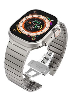 Stainless Steel Band Compatible with Apple Watch Ultra Band 49mm/45mm/44mm/42m Solid Metal Strap Adjustable Bands with Folding Clasp for iWatch 3 2 1 Men Women