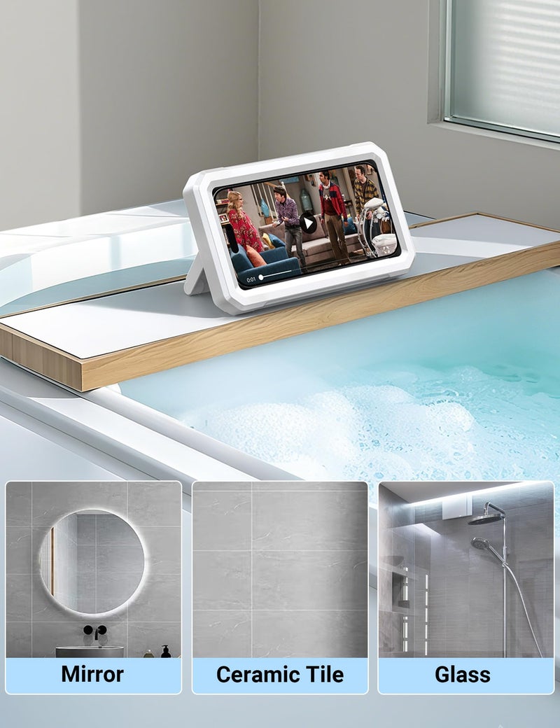 Coolpow Shower Phone Holder Waterproofã€480Â°Rotatableã€‘Retractable Adjustable Shower Phone Case Shower Stall Accessories for Bathroom Wall Phone Mount Stand Water Proof Anti Fog Case for 4-7"Cellphones - Image 4