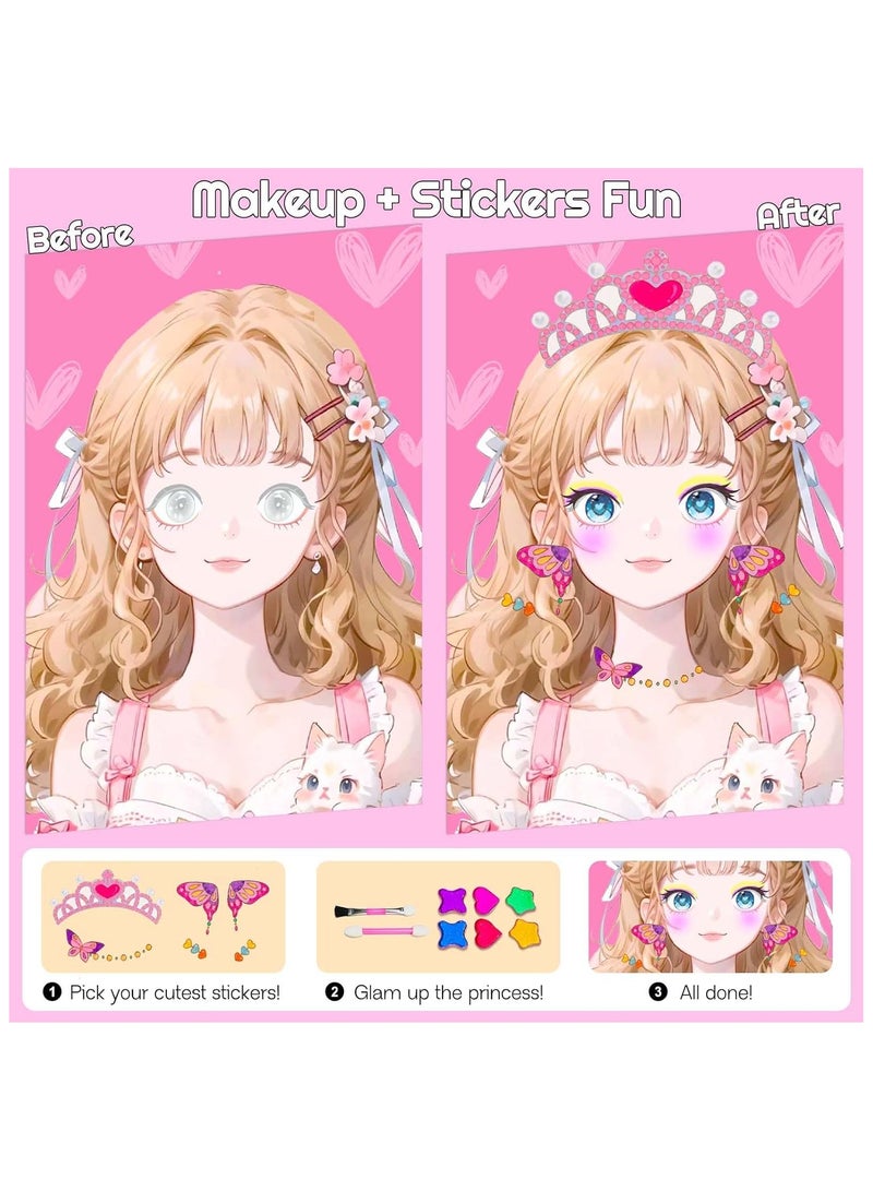 NNEWVANTE Princess Art Craft Kits for Kids,DIY Paper Craft Kits,Paper Makeup DIY Girls Toy Kit with Diamond Painting & Princess Dress Up Set,Gifts for 4 5 6 7 8 9 Year Old Girls - Image 3