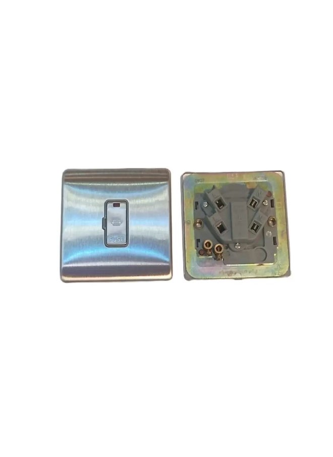FYM FYM 13A Unswitched Fuse Connection Unit with Neon (3 x 3 inches) Brushed Steel, 3.5mm Ultra Slim Metal Front Plate Coated with a Scratch Resistance Lacquer Finish, Durable & High Quality 