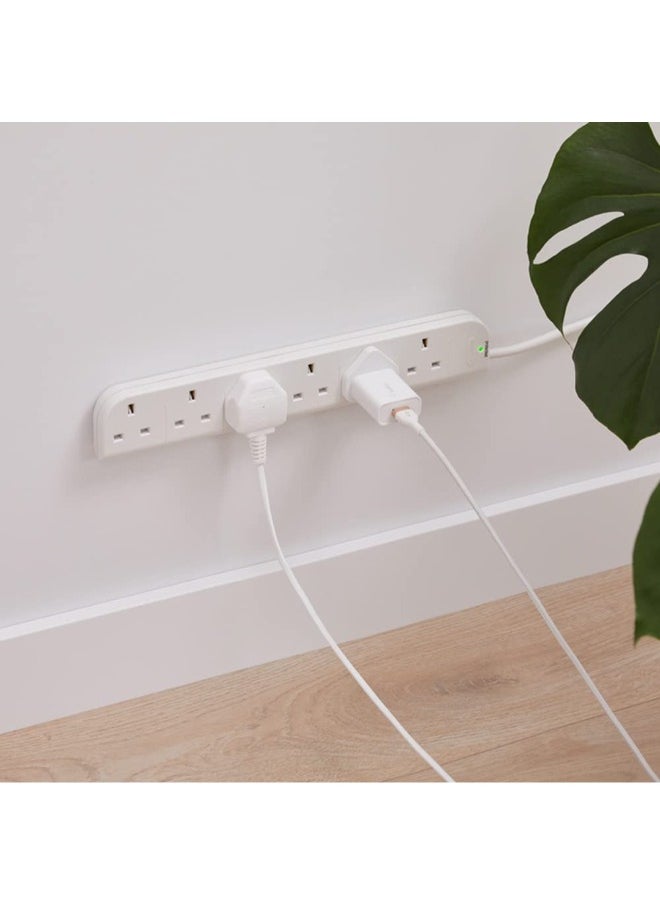 belkin - 6-Way Extension Wire Power Strip, Surge Protector with 1 Meter Power Cord - White - Image 1