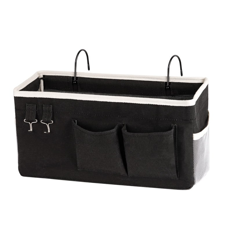 Ozzptuu Bedside Storage CaddyBedside Hanging Storage Bag for Headboards Bunk Beds Dorm Rooms Book Phone Magazine Holder Black
