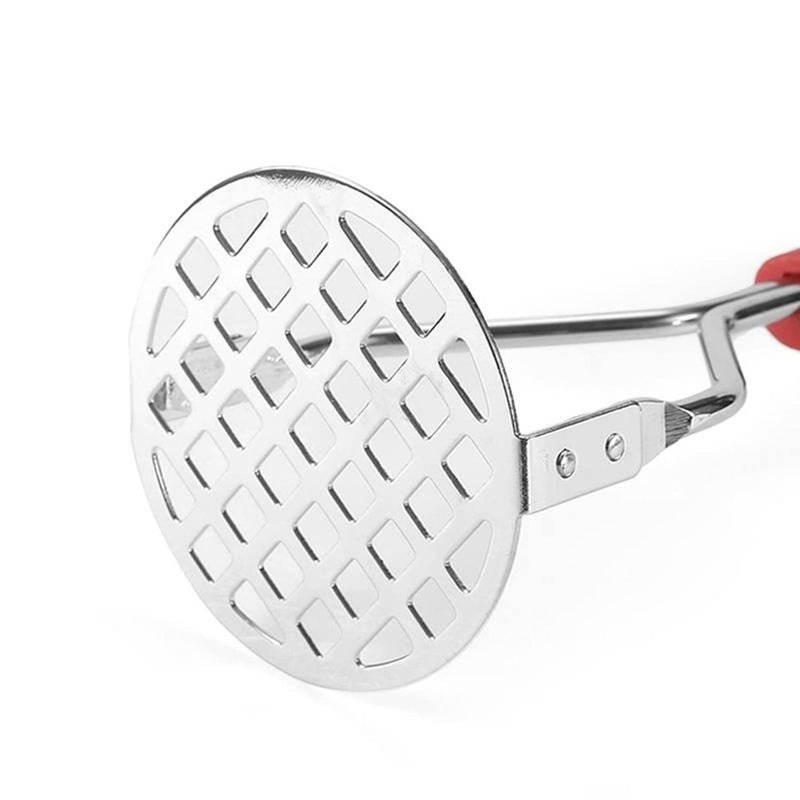 DORMICO DORMICO Potato Masher with Non Slip Heat Resistance Handle and Large Round Press Plate for Vegetable Fruits Baby Food Sturdy Easy to Use for Cooking Kitchen Gadget Red - Image 4