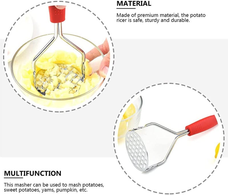 DORMICO DORMICO Potato Masher with Non Slip Heat Resistance Handle and Large Round Press Plate for Vegetable Fruits Baby Food Sturdy Easy to Use for Cooking Kitchen Gadget Red - Image 5