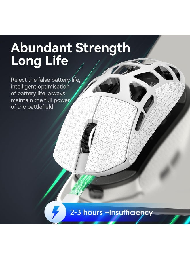 هجوم القرش R3 46g Superlight Tri Mode BT/Wireless 2.4Ghz/Wired Gaming Mouse, Magnesium Alloy, PAW3395 26K DPI Sensor, 8000Hz Wireless Polling Rate (white) - Image 4