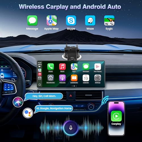 Gikktdr Carplay Screen for Car, 10.26'' Upgrade Wireless CarPlay & Android Auto Car Play Screen with 60PFS,1080P Backup Camera (with a Camera Bracket), GPS Navigation, Voice Control for All Vehicles - Image 3