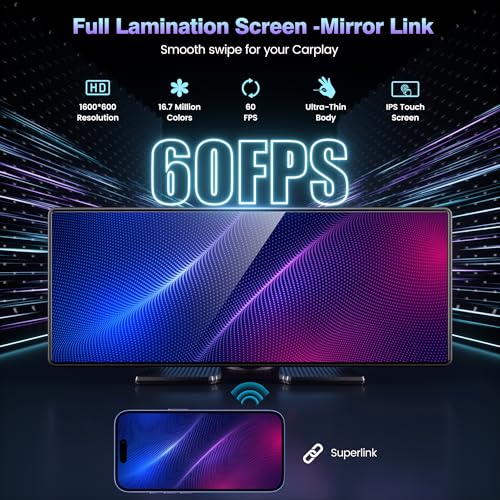 Gikktdr Carplay Screen for Car, 10.26'' Upgrade Wireless CarPlay & Android Auto Car Play Screen with 60PFS,1080P Backup Camera (with a Camera Bracket), GPS Navigation, Voice Control for All Vehicles - Image 2