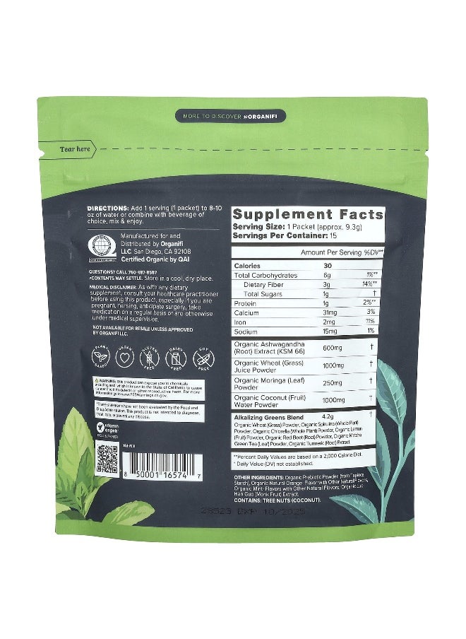 Organifi Organifi, Original Green Juice, 15 Travel Packets, 4.95 oz (139.5 g)  - Image 2