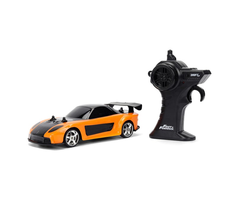Jada Elite Fast & Furious Han’s Mazda RX-7 RC Car (1:24, Orange/Black) - Image 2