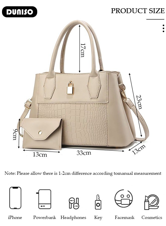 DUNISO طقم حقيبة كتف نسائية 2 قطعة، حقيبة كروس بودي بسعة كبيرة، حقيبة كتف بحزام كتف قابل للتعديل، حقائب توت عصرية للنساء/السيدات للسفر اليومي ومكتب العمل - Image 2