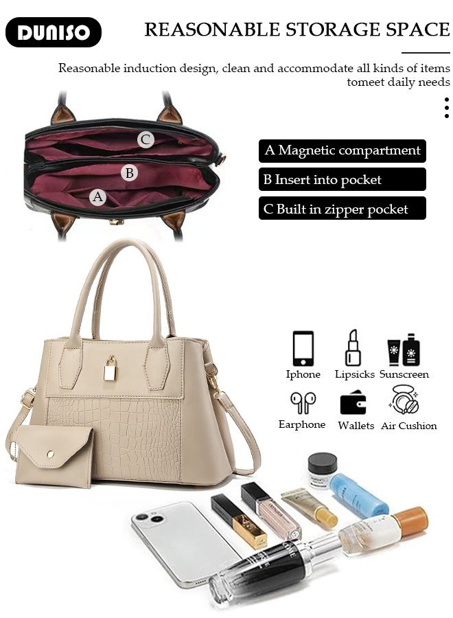 DUNISO طقم حقيبة كتف نسائية 2 قطعة، حقيبة كروس بودي بسعة كبيرة، حقيبة كتف بحزام كتف قابل للتعديل، حقائب توت عصرية للنساء/السيدات للسفر اليومي ومكتب العمل - Image 3