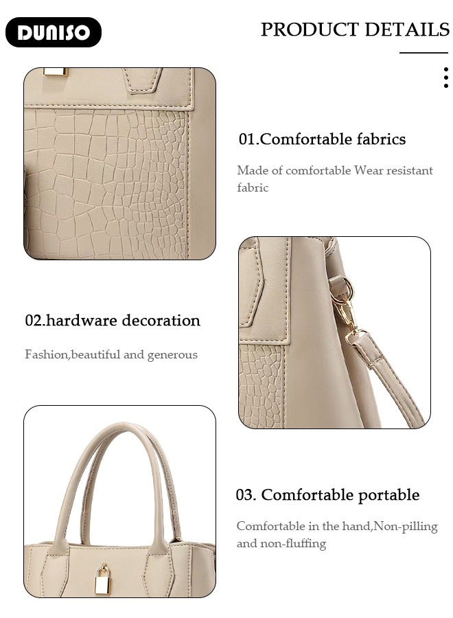 DUNISO طقم حقيبة كتف نسائية 2 قطعة، حقيبة كروس بودي بسعة كبيرة، حقيبة كتف بحزام كتف قابل للتعديل، حقائب توت عصرية للنساء/السيدات للسفر اليومي ومكتب العمل - Image 4