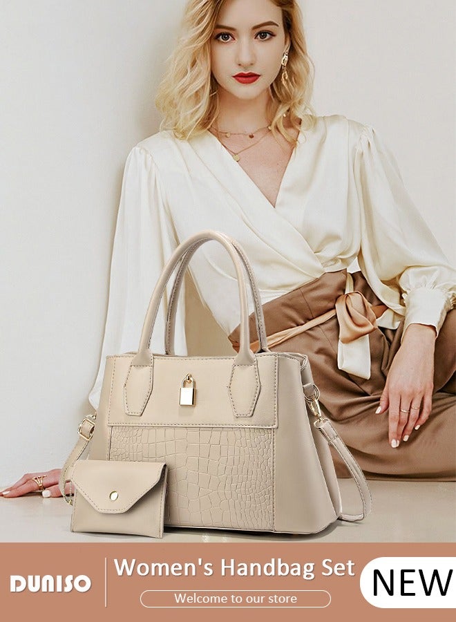DUNISO طقم حقيبة كتف نسائية 2 قطعة، حقيبة كروس بودي بسعة كبيرة، حقيبة كتف بحزام كتف قابل للتعديل، حقائب توت عصرية للنساء/السيدات للسفر اليومي ومكتب العمل - Image 1