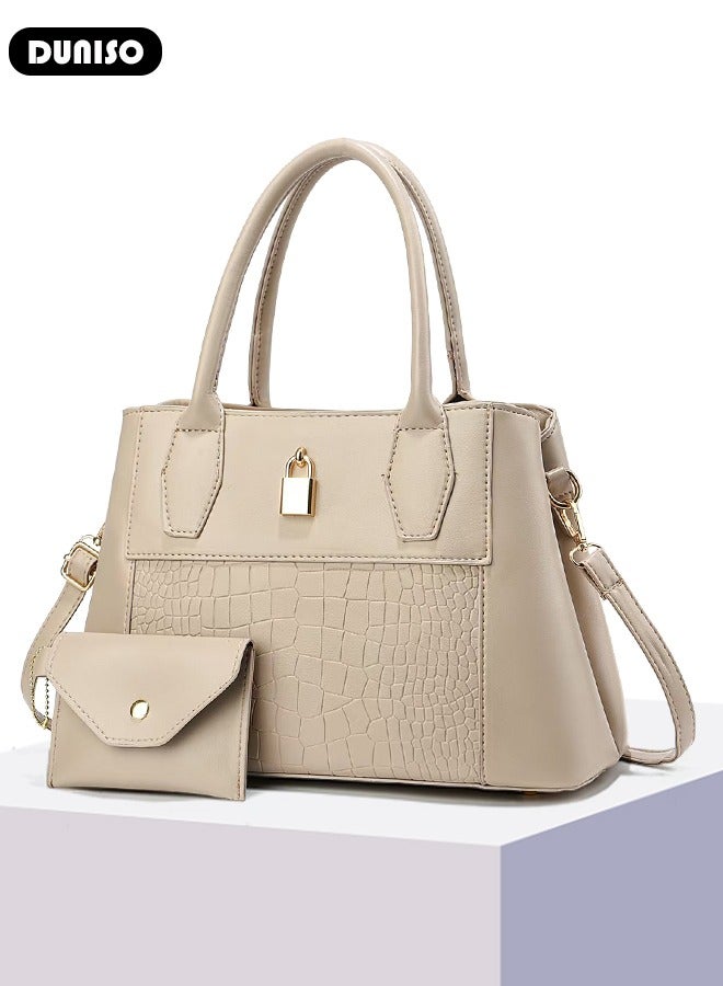 DUNISO طقم حقيبة كتف نسائية 2 قطعة، حقيبة كروس بودي بسعة كبيرة، حقيبة كتف بحزام كتف قابل للتعديل، حقائب توت عصرية للنساء/السيدات للسفر اليومي ومكتب العمل - Image 5