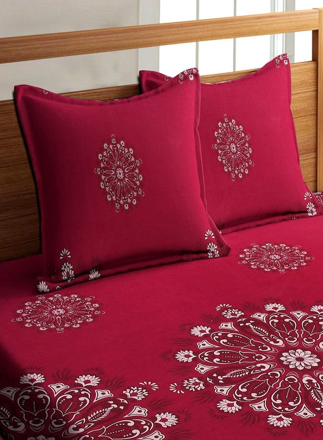 RD TREND تقدم RD TREND ملاءة سرير فاخرة من القطن المصقول فائق النعومة 210 خيط، بمقاس كينج (78 × 72 × 8 بوصة) مع غطاءين للوسائد، لون خمري بنقشة زهور. - Image 5