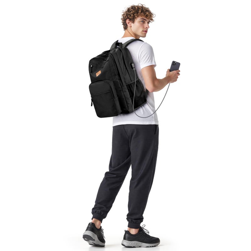 ZORFIN 36L Black Backpack for College, and Travel: Water Resistant Bookbag - Image 2