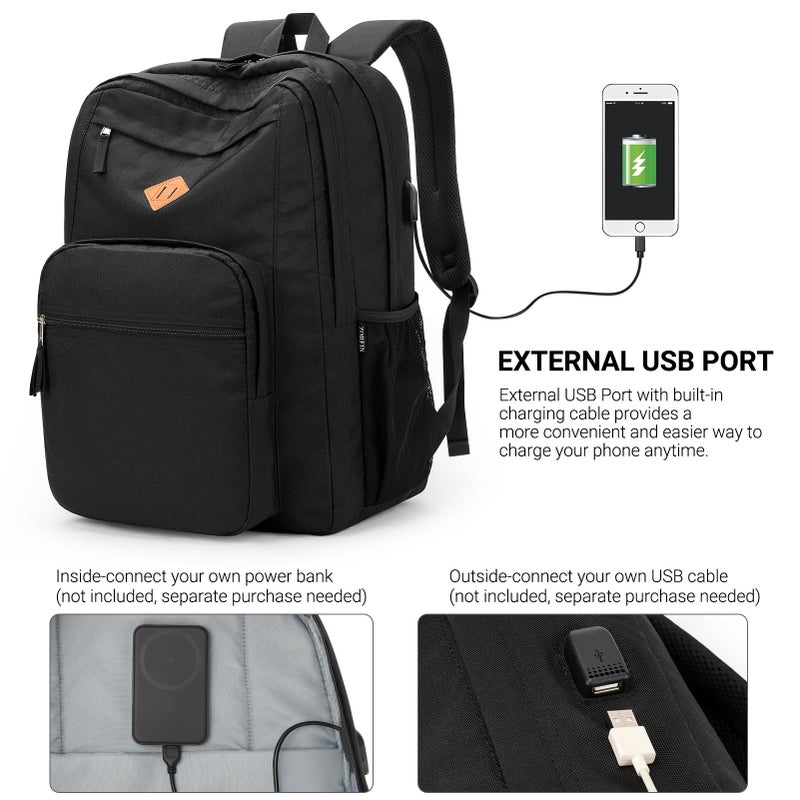 ZORFIN 36L Black Backpack for College, and Travel: Water Resistant Bookbag - Image 3