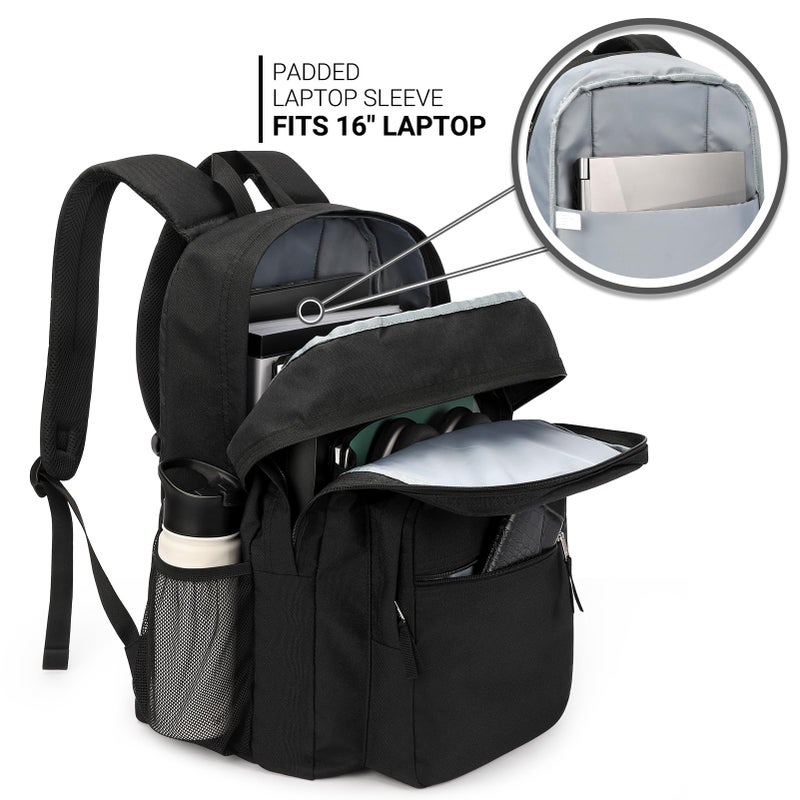 ZORFIN 36L Black Backpack for College, and Travel: Water Resistant Bookbag - Image 5