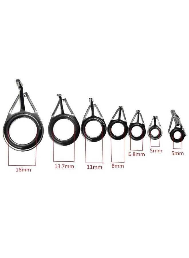 HONBAY 7pcs Set Mixed Sizes Fishing Rod Eyes Guides Line Rings Repair Kit - Image 3