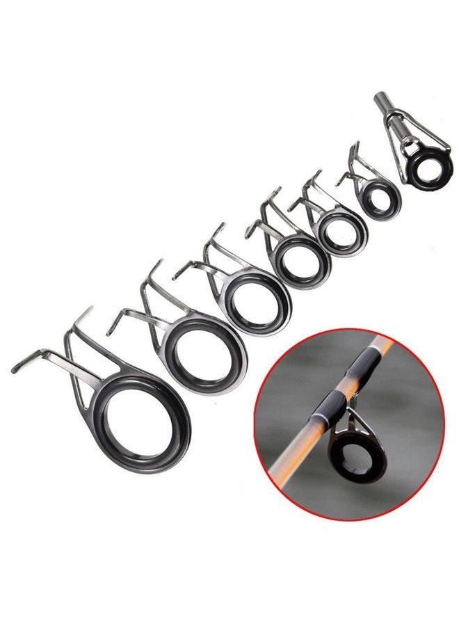 HONBAY 7pcs Set Mixed Sizes Fishing Rod Eyes Guides Line Rings Repair Kit - Image 2