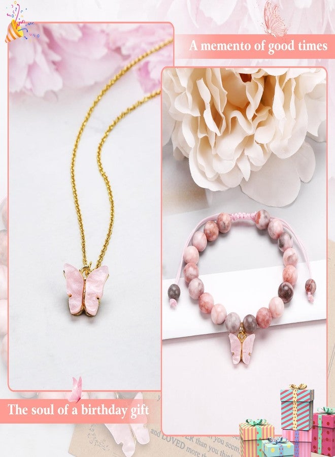 CHUNG 6-12 Year Old Girls Birthday Gifts,Butterfly Natural Stone Bracelet Pink Christmas for Daughter Granddaughter Niece,6th - Image 3