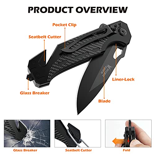 Rush Deer Pocket Knife, Self Defense Knife, Pocket Knife for Men Women Lightweight,EDC Pocket Knives with Clip, Glass Breaker,Christmas Gifts for Men Women Dad Husband - Image 5