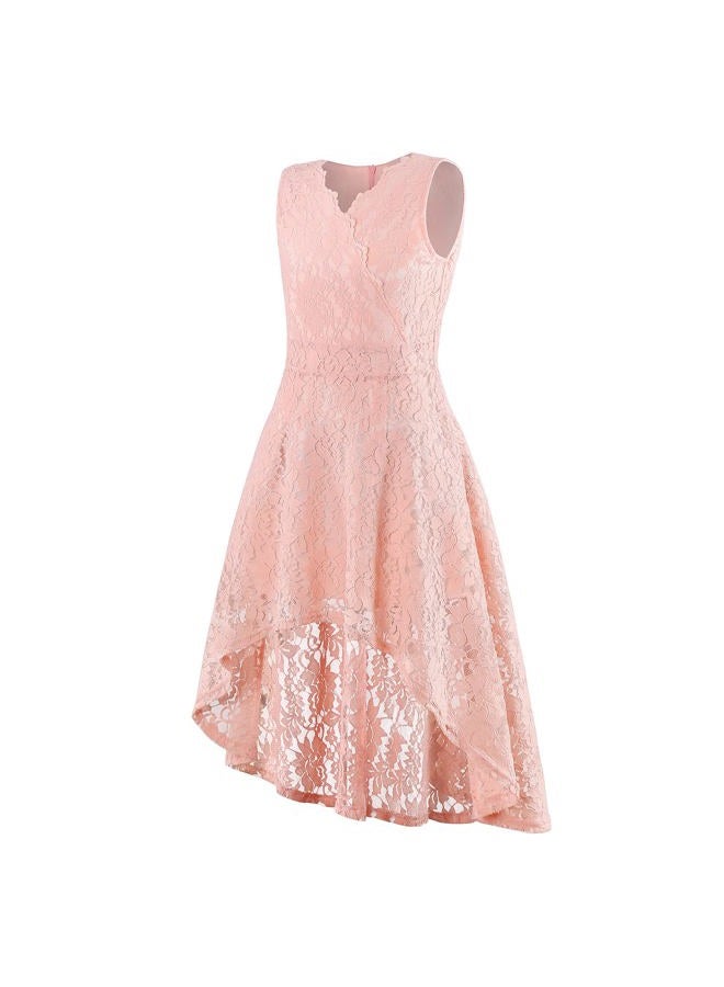 Binboll Girl Dress Sleeveless Sweet & Cute Flared V Neck Vintage Flower Girl Dress Casual Girls Party Dress(I-Pink,13-14Y) - Image 3