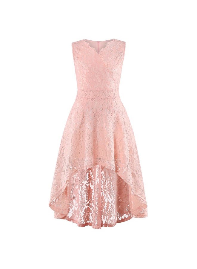 Binboll Girl Dress Sleeveless Sweet & Cute Flared V Neck Vintage Flower Girl Dress Casual Girls Party Dress(I-Pink,13-14Y) - Image 1