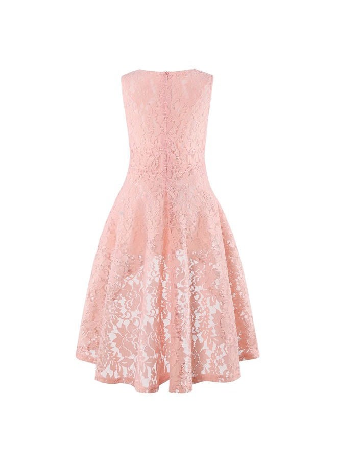 Binboll Girl Dress Sleeveless Sweet & Cute Flared V Neck Vintage Flower Girl Dress Casual Girls Party Dress(I-Pink,13-14Y) - Image 2