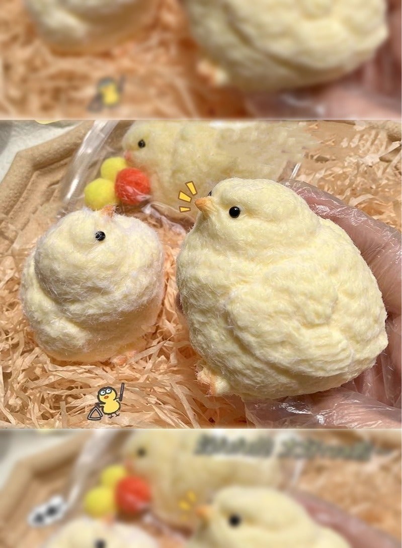 Haidue 3Pcs Handmade Ultra-Soft Chick Squeeze Toy - Squishy Rubber Chicken Stress Relief  Perfect for Desk Decoration & Relaxation  Ideal For Students  Office Workers  And Home Decor - Image 3