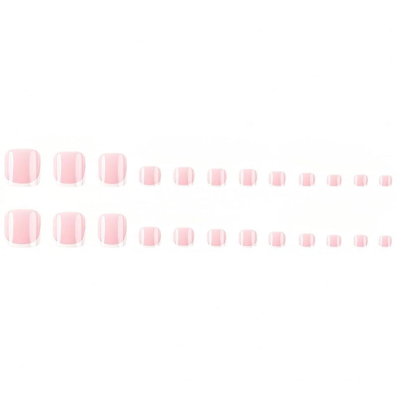 CTTHNBD 48Pcs Square Press on Nails Medium & Fake Toenails Set - White French Tip Fake Nails, Full Cover Press on Toenails - for Women 48 Pcs - Image 4