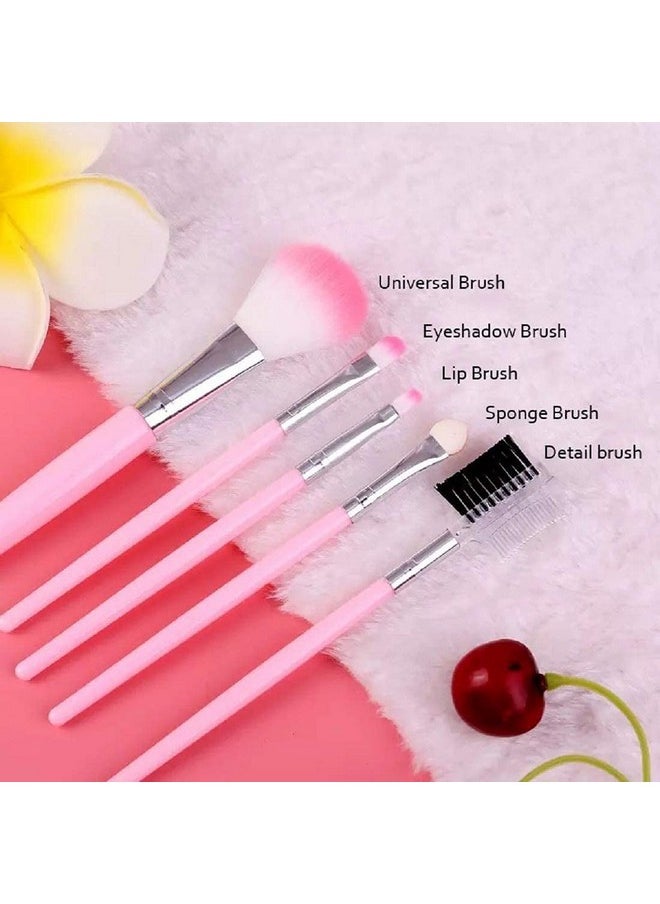 TOPHAVEN TOPHAVEN 5 Pcs/Pack Pink Mini Eyeshadow Foundation Eyebrow Lip Makeup Brush Fine Beauty/Eye Shadow Eyebrow Eyeliner Eyelash Lip Brush Cosmetic Tool Mini Make Up Eye Brush Set PACK OF 2  - Image 5