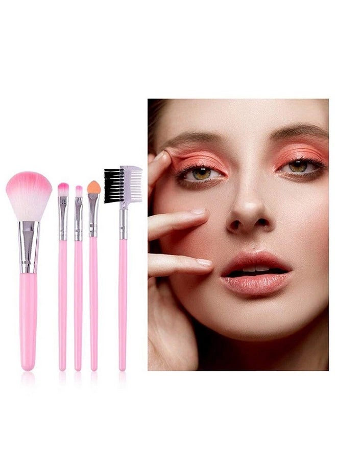 TOPHAVEN TOPHAVEN 5 Pcs/Pack Pink Mini Eyeshadow Foundation Eyebrow Lip Makeup Brush Fine Beauty/Eye Shadow Eyebrow Eyeliner Eyelash Lip Brush Cosmetic Tool Mini Make Up Eye Brush Set PACK OF 2  - Image 4