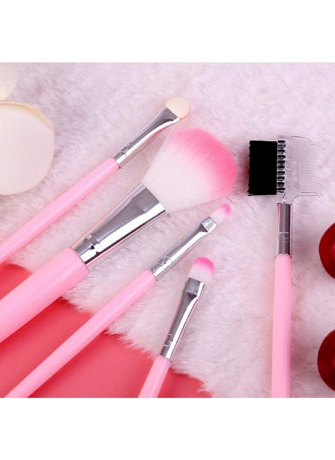 TOPHAVEN TOPHAVEN 5 Pcs/Pack Pink Mini Eyeshadow Foundation Eyebrow Lip Makeup Brush Fine Beauty/Eye Shadow Eyebrow Eyeliner Eyelash Lip Brush Cosmetic Tool Mini Make Up Eye Brush Set PACK OF 2  - Image 3