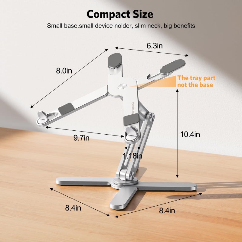 OMOTON LA10 360Â° Rotating Laptop Stand Riser for Desk, Ergonomic Foldable Computer Stand Adjustable Height Angles for Collaborative Work, Easy Storage Fit Macbooks,All Laptops up to 16 inches, Silver - Image 5