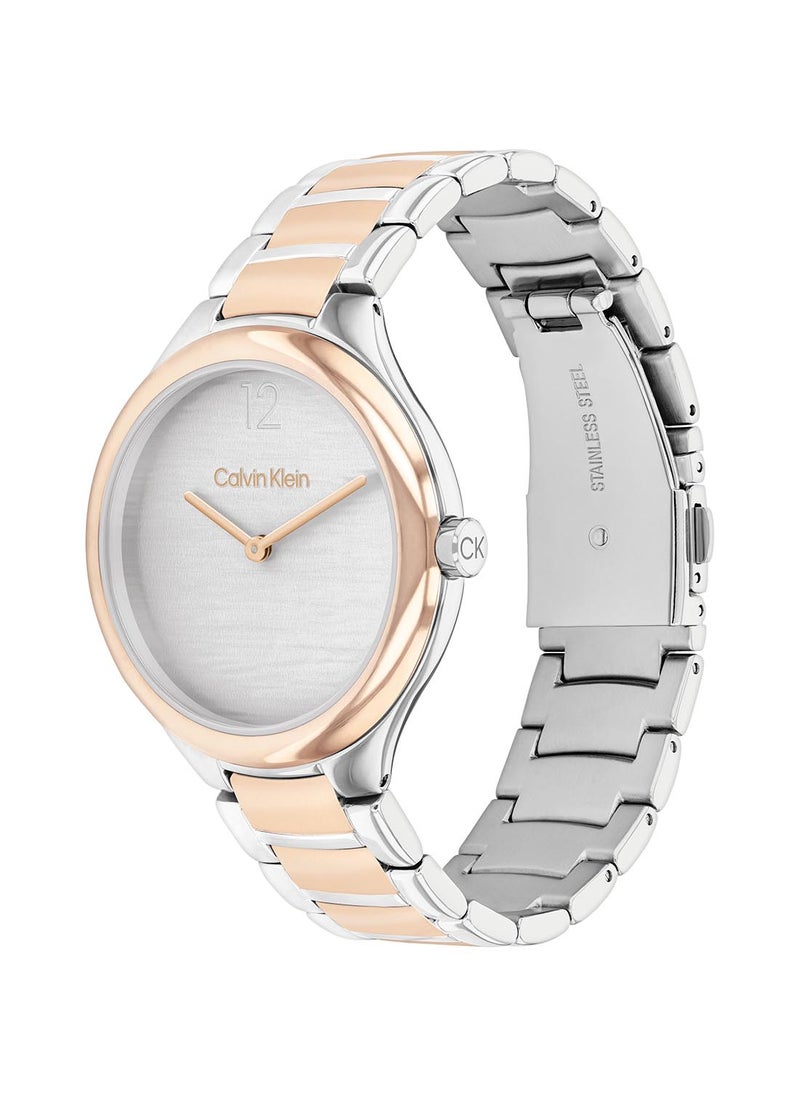 CALVIN KLEIN CALVIN KLEIN ROUND ANALOG WOMEN'S SILVER WHITE CASE WATCH - 25100049  - Image 1