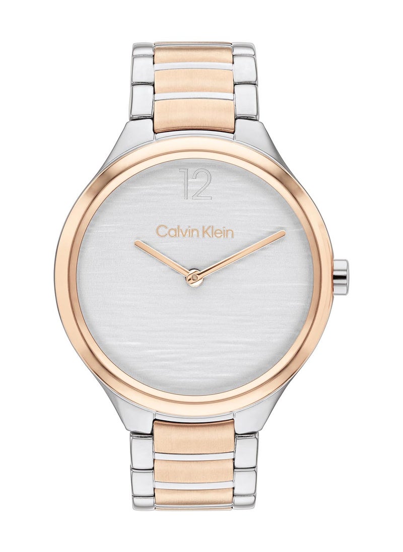 CALVIN KLEIN CALVIN KLEIN ROUND ANALOG WOMEN'S SILVER WHITE CASE WATCH - 25100049  - Image 2