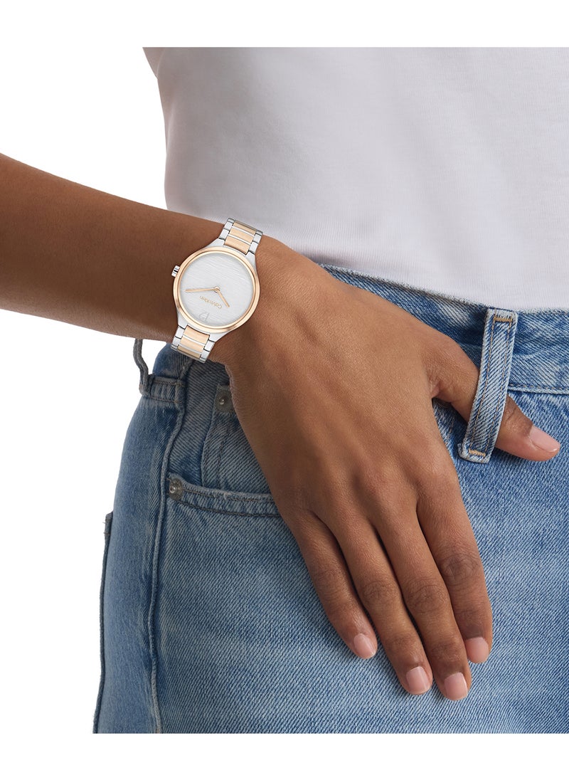 CALVIN KLEIN CALVIN KLEIN ROUND ANALOG WOMEN'S SILVER WHITE CASE WATCH - 25100049  - Image 4