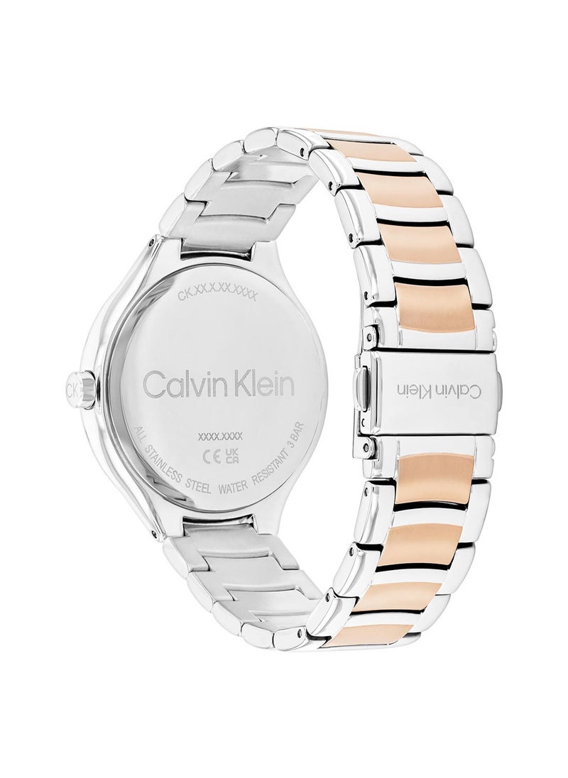 CALVIN KLEIN CALVIN KLEIN ROUND ANALOG WOMEN'S SILVER WHITE CASE WATCH - 25100049  - Image 3