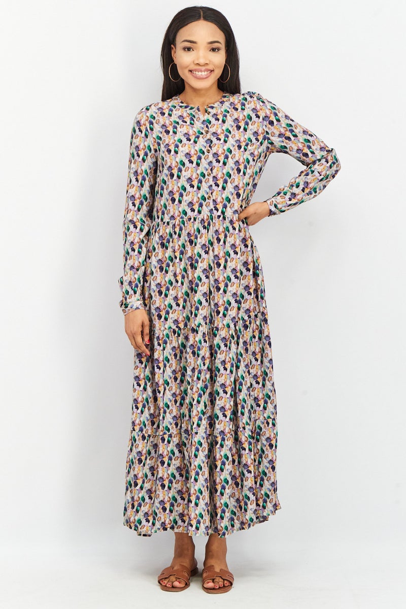 Tchibo Women Allover Print Maxi Dress, Green - Image 1