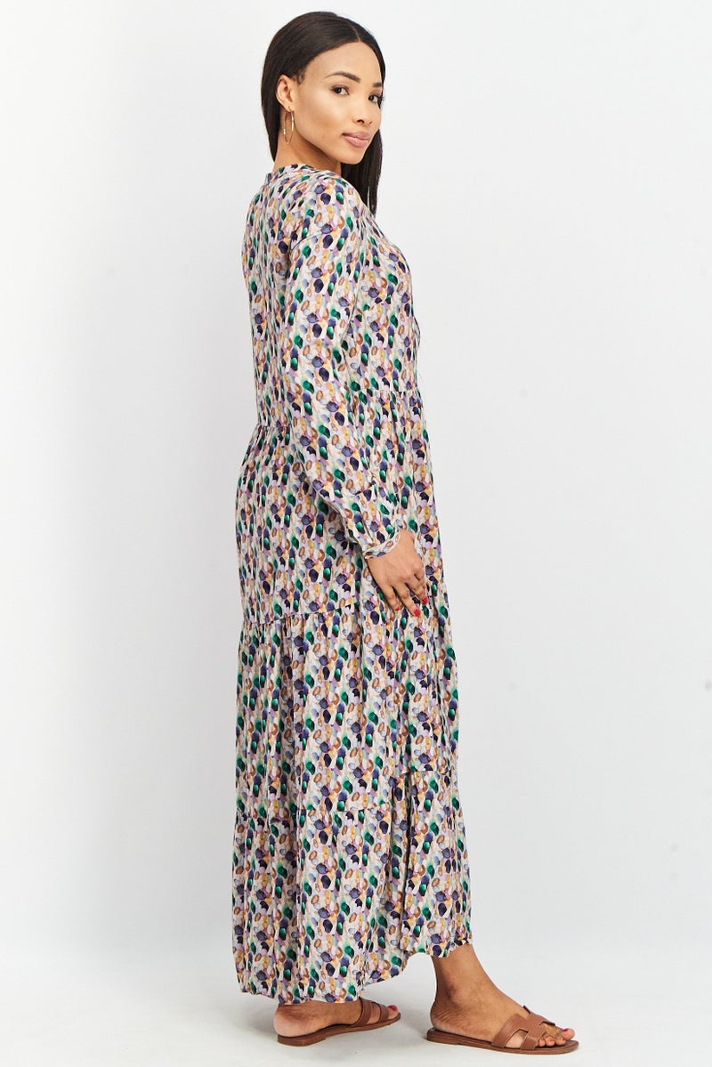 Tchibo Women Allover Print Maxi Dress, Green - Image 2