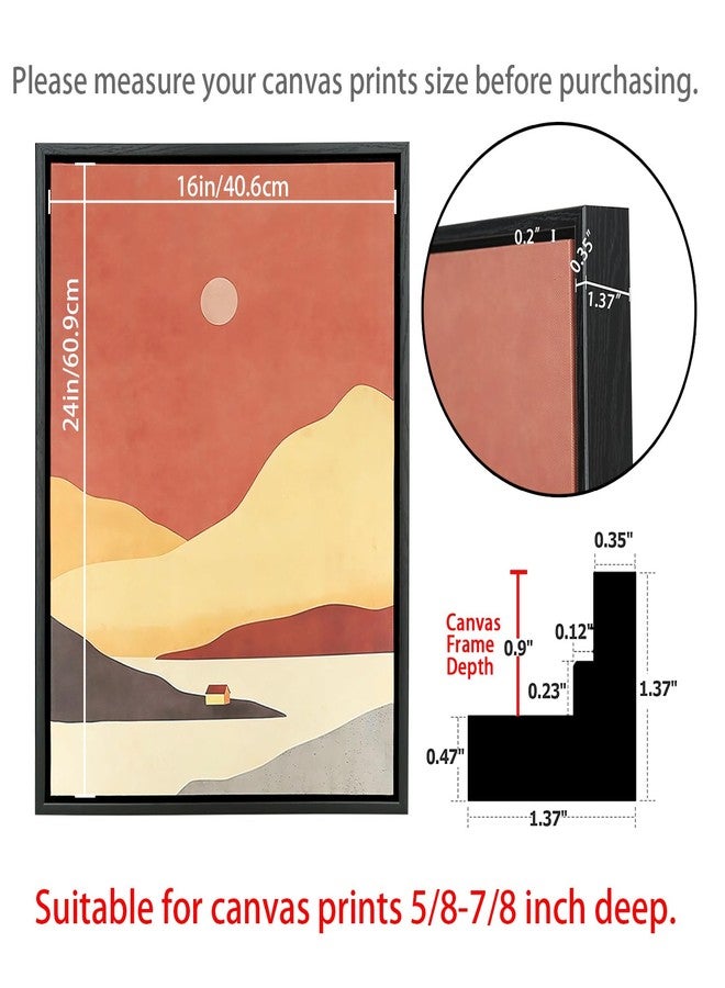 LTYHHK Floating Frame for 16x24 Inch Canvas Prints, 5/8-7/8” Deep Floater Frames for Canvas Paintings, 16x24 Floating Frame for Oil Prints, 16x24 Diamond Painting,Paint by Numbers (LB1624-2) - Image 2
