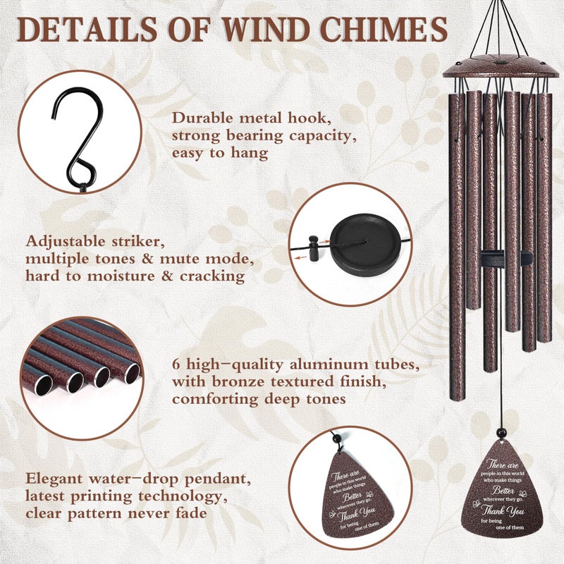 vifoew Thank You Gifts for Women Men, 32" Wind Chimes Thank You Gift, Appreciation Gifts for Employee Coworkers Pastor Teachers Colleague, Thanksgiving Day Hostess Gift for Family Friends, Home Decor - Image 4