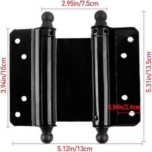 TamBee 4inch Double Action Hinge Saloon Door Hinges Swinging Door Hinge Heavy Duty Self Closing Black Steel Hinges with Screws - Image 2