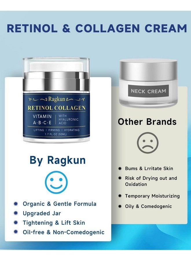 Ragkun Retinol Cream for Face, Collagen Neck Creams for Tightening and Firming, Anti Aging Day & Night Facial Moisturizer for Women & Men, Instant Face Lift Wrinkle Cream 1.7 fl. oz. - Image 3