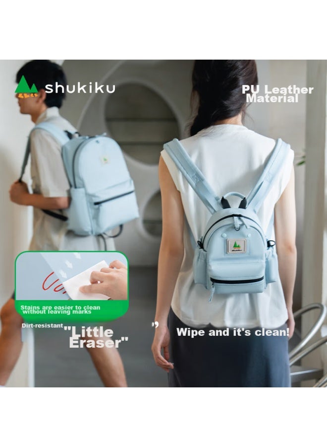 Shukiku Small Eraser Backpack للطلاب الجامعيين، الرجال والنساء، أسلوب الأزواج، حقيبة ظهر عصرية متعددة الاستخدامات للسفر والاسترخاء خفيفة الوزن للغاية، Cloud Blue S - Image 1