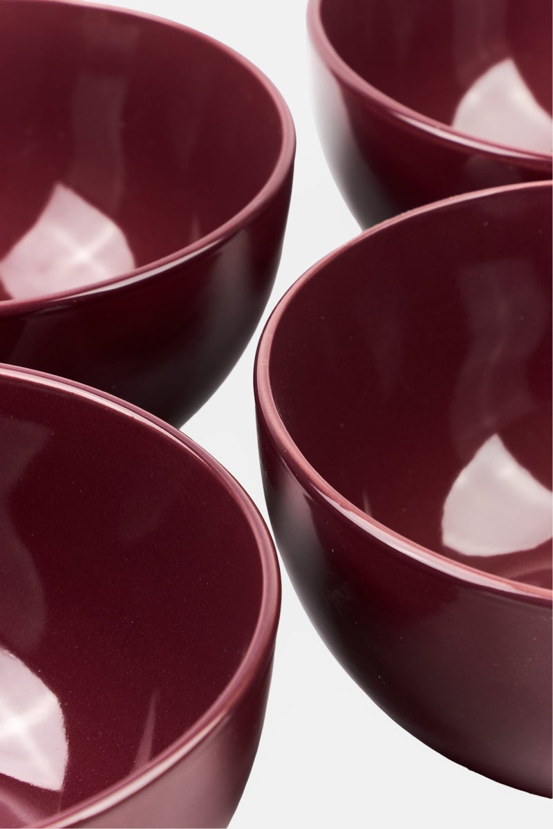 Maser Inoda 4 Pieces Ceramic Bowl Set, Burgundy - Image 4