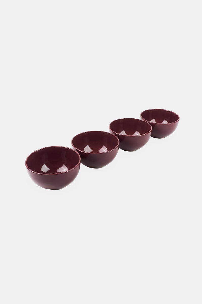 Maser Inoda 4 Pieces Ceramic Bowl Set, Burgundy - Image 3