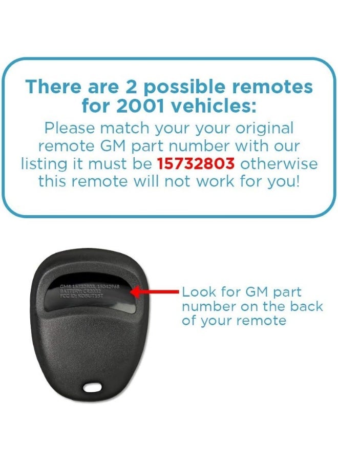 Keyless2Go Keyless Entry Car Key Replacement for Vehicles That Use 3 Button 15732803 KOBUT1BT - 2 Pack - Image 5
